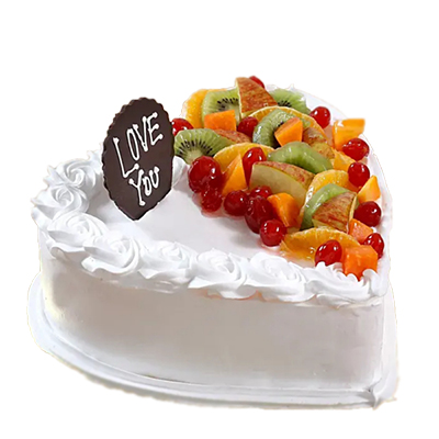 "Heart shape Fresh Fruit Cake - 1.5kg - Click here to View more details about this Product